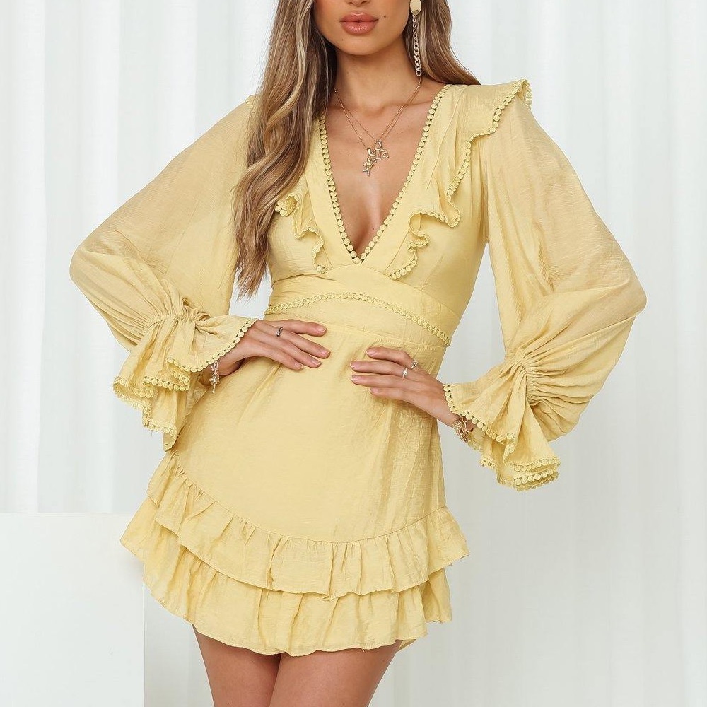 NWT Hello Molly Want To Warn You Open Back Ruffle Tassle Mini Dress